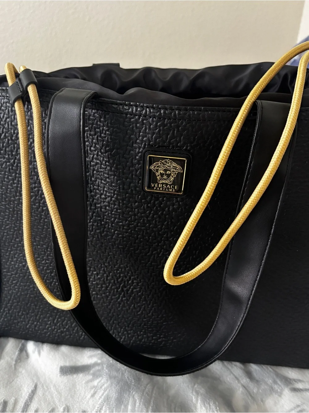 Versace Black Textured Duffel..
